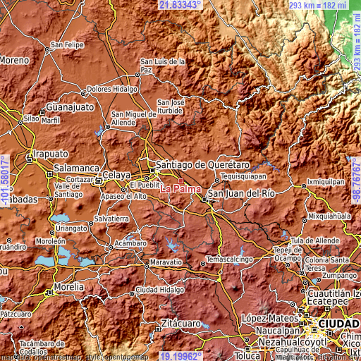 Topographic map of La Palma