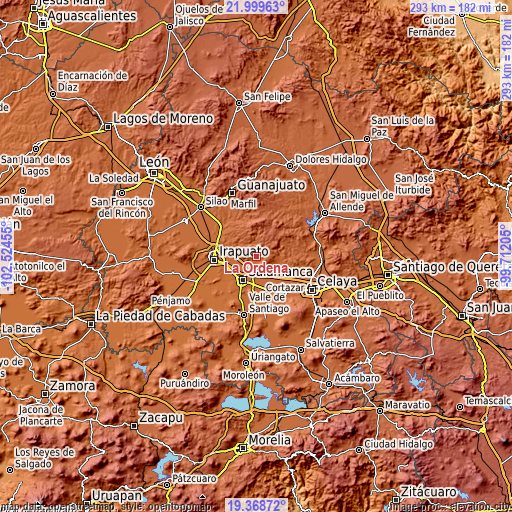 Topographic map of La Ordeña