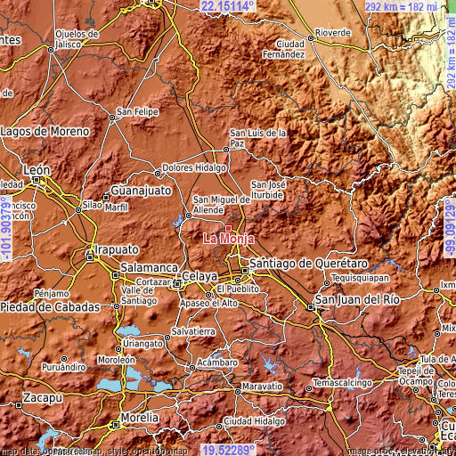 Topographic map of La Monja