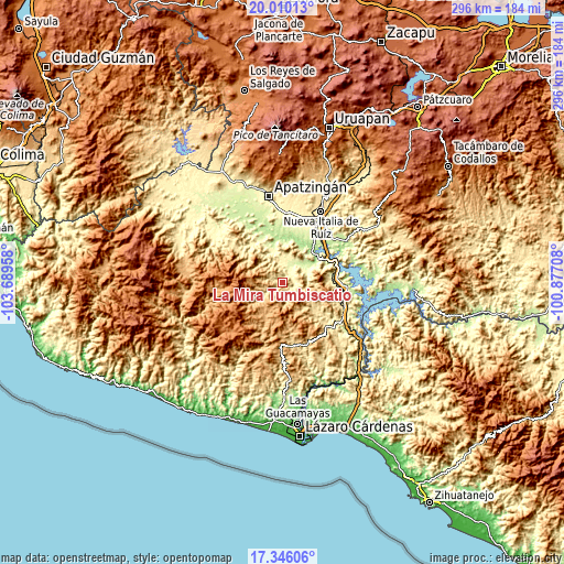 Topographic map of La Mira Tumbiscatio