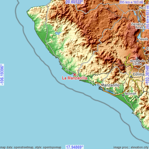 Topographic map of La Manzanilla