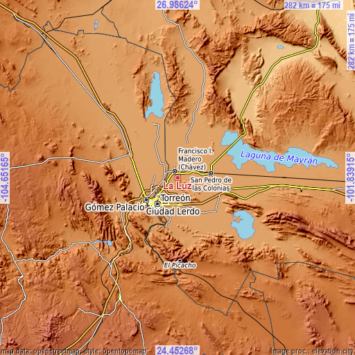 Topographic map of La Luz