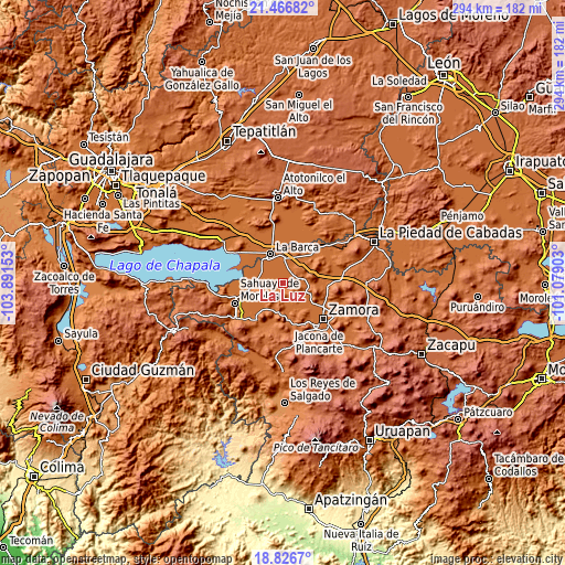 Topographic map of La Luz