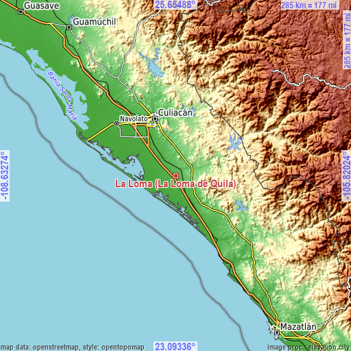 Topographic map of La Loma (La Loma de Quila)