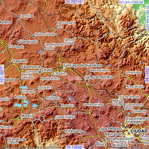 Topographic map of La Lira