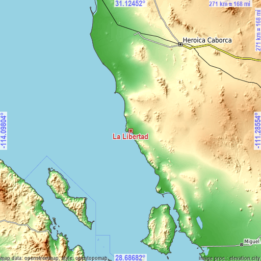Topographic map of La Libertad