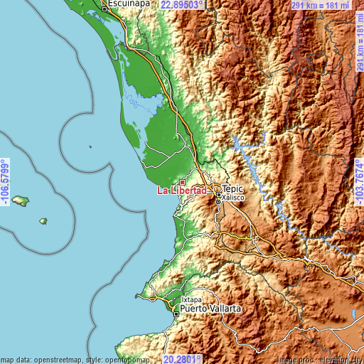 Topographic map of La Libertad