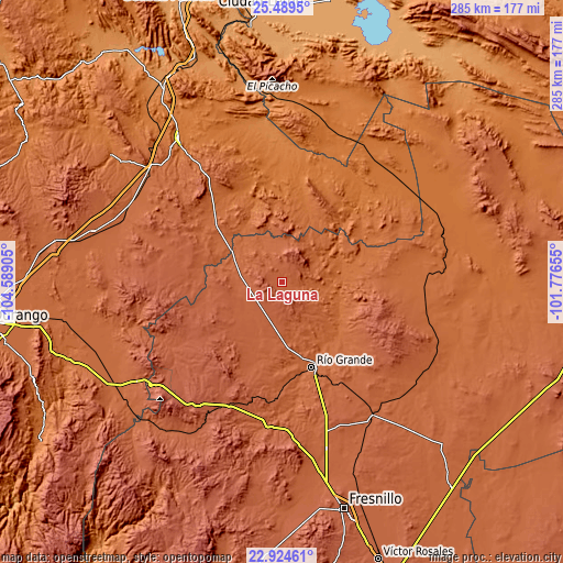 Topographic map of La Laguna