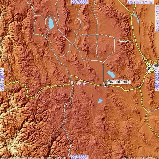 Topographic map of La Junta