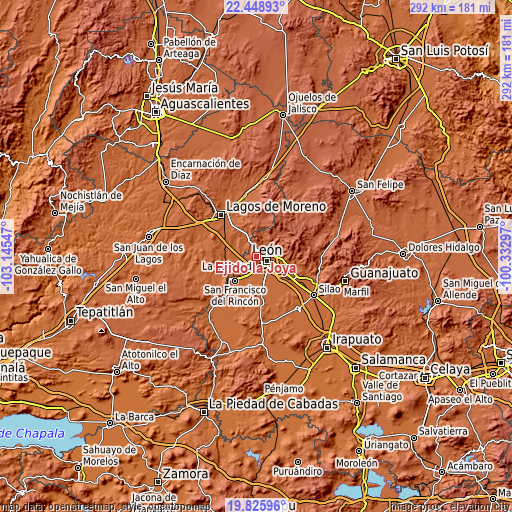 Topographic map of Ejido la Joya