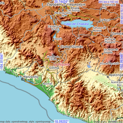 Topographic map of La Higuera