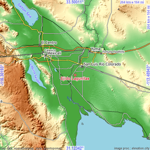 Topographic map of Ejido Lagunitas