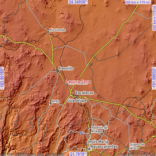 Topographic map of Laguna Seca