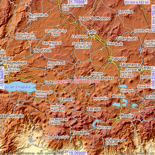 Topographic map of Laguna Larga de Cortés