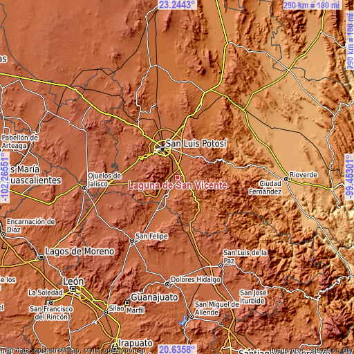 Topographic map of Laguna de San Vicente