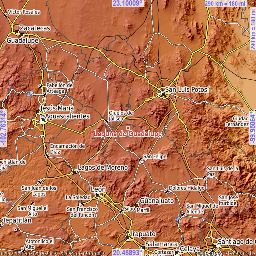 Topographic map of Laguna de Guadalupe