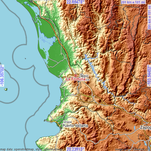 Topographic map of La Fortuna