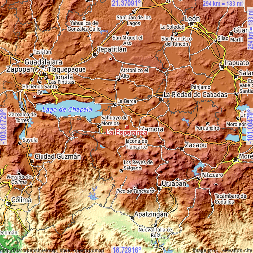 Topographic map of La Esperanza