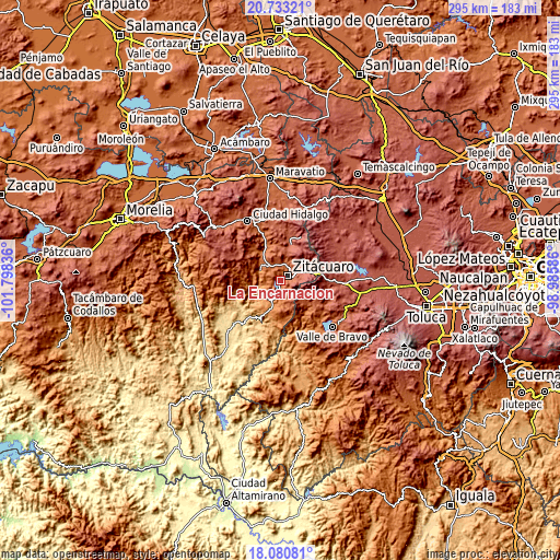 Topographic map of La Encarnación