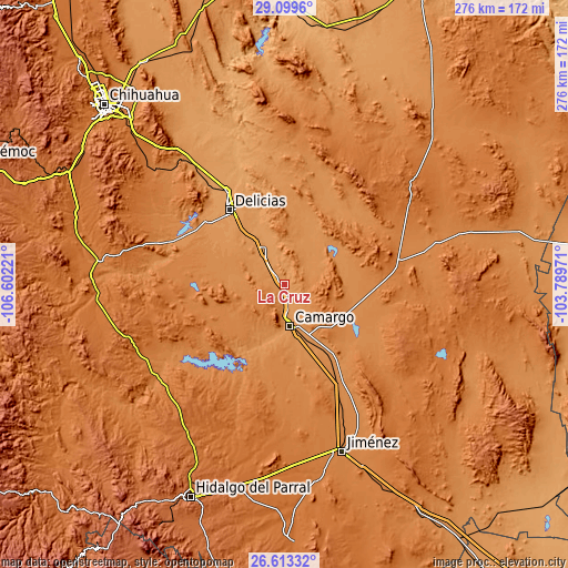 Topographic map of La Cruz