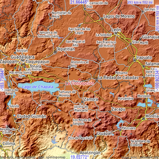 Topographic map of La Concepción