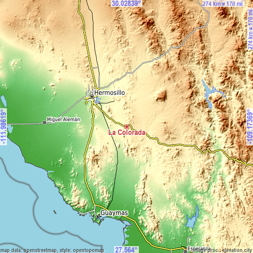 Topographic map of La Colorada