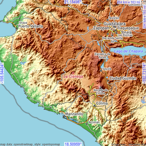 Topographic map of La Ciénega