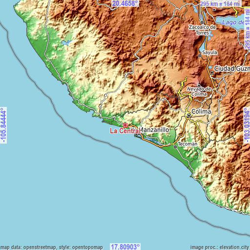 Topographic map of La Central
