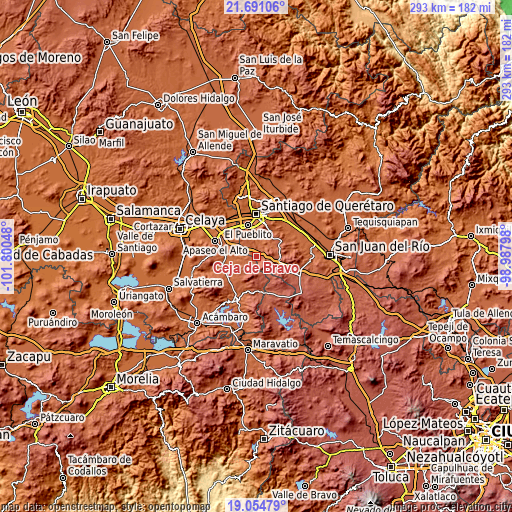 Topographic map of Ceja de Bravo