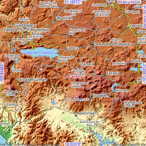 Topographic map of La Cantera