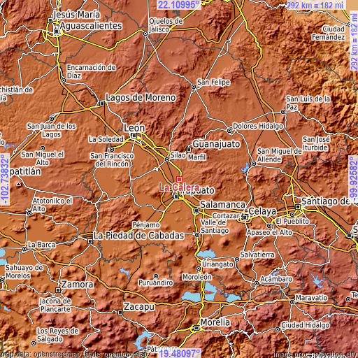 Topographic map of La Calera