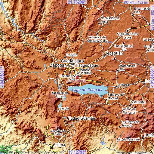 Topographic map of La Calera