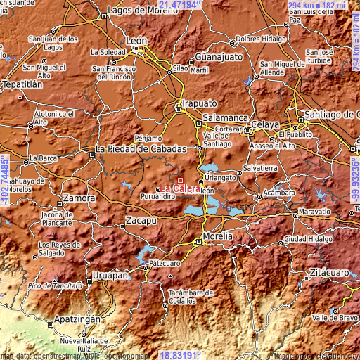 Topographic map of La Calera