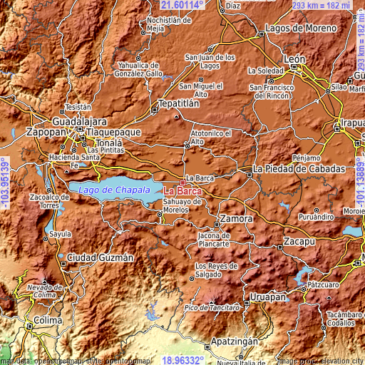 Topographic map of La Barca