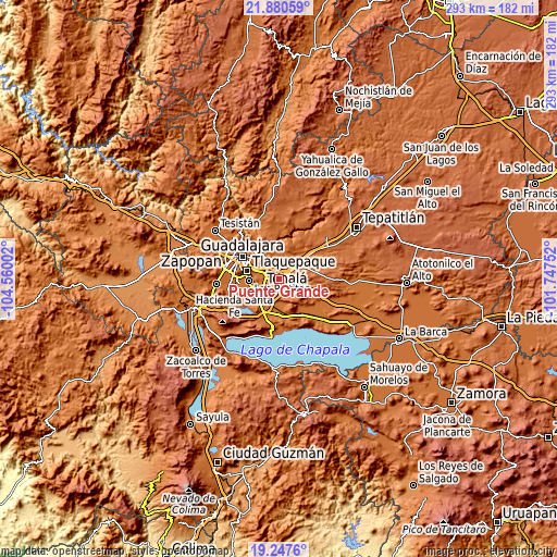 Topographic map of Puente Grande