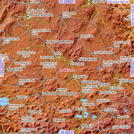 Topographic map of La Aldea