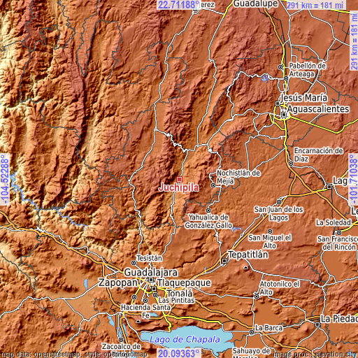 Topographic map of Juchipila