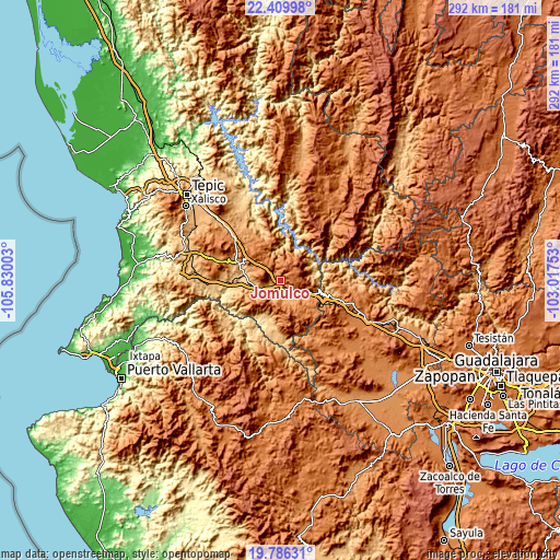 Topographic map of Jomulco