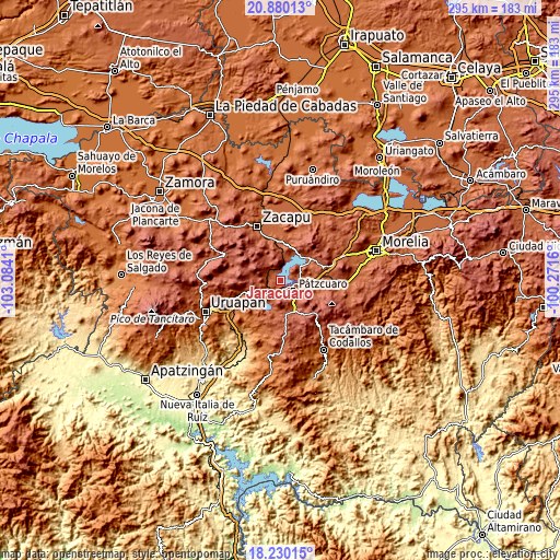 Topographic map of Jarácuaro