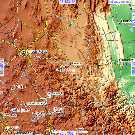 Topographic map of El Jabalí