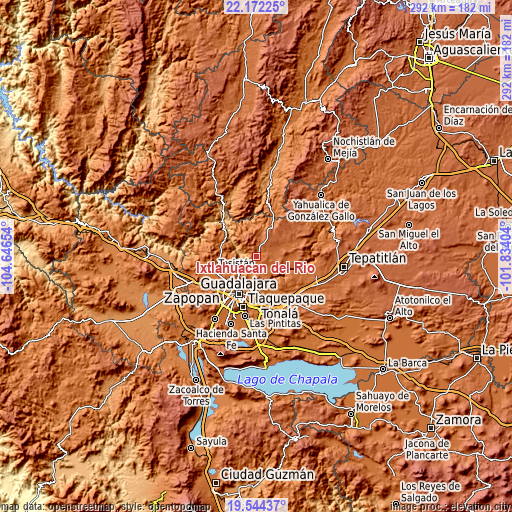 Topographic map of Ixtlahuacán del Río