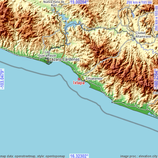 Topographic map of Ixtapa