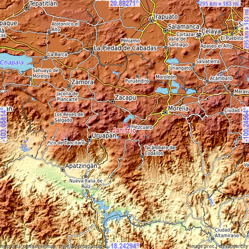 Topographic map of Janitzio