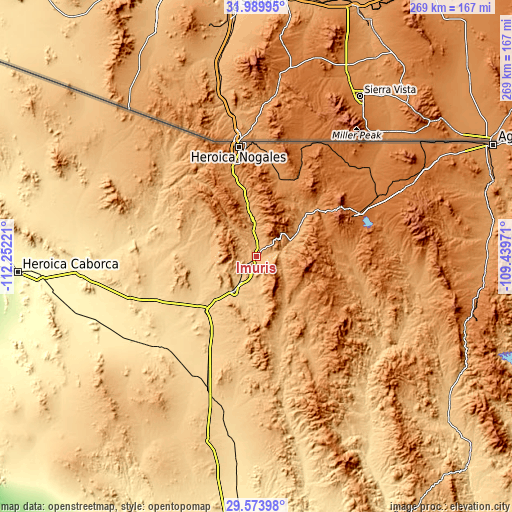 Topographic map of Imuris