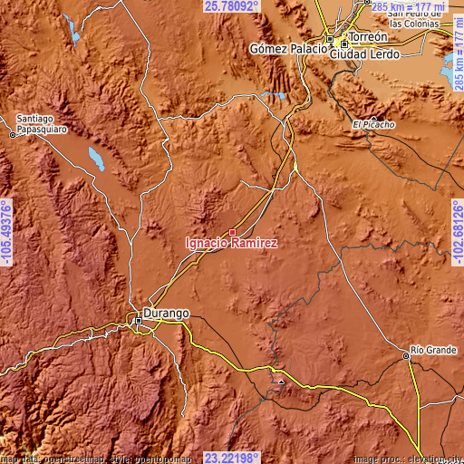 Topographic map of Ignacio Ramírez