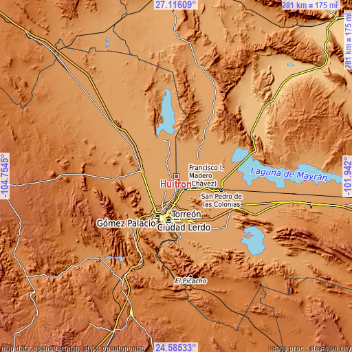 Topographic map of Huitrón