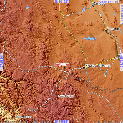 Topographic map of Huejotitán