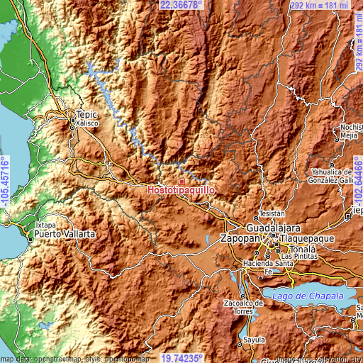 Topographic map of Hostotipaquillo