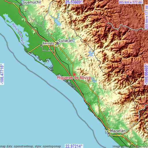 Topographic map of Higueras de Abuya