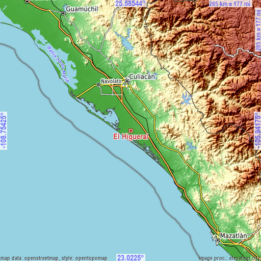 Topographic map of El Higueral